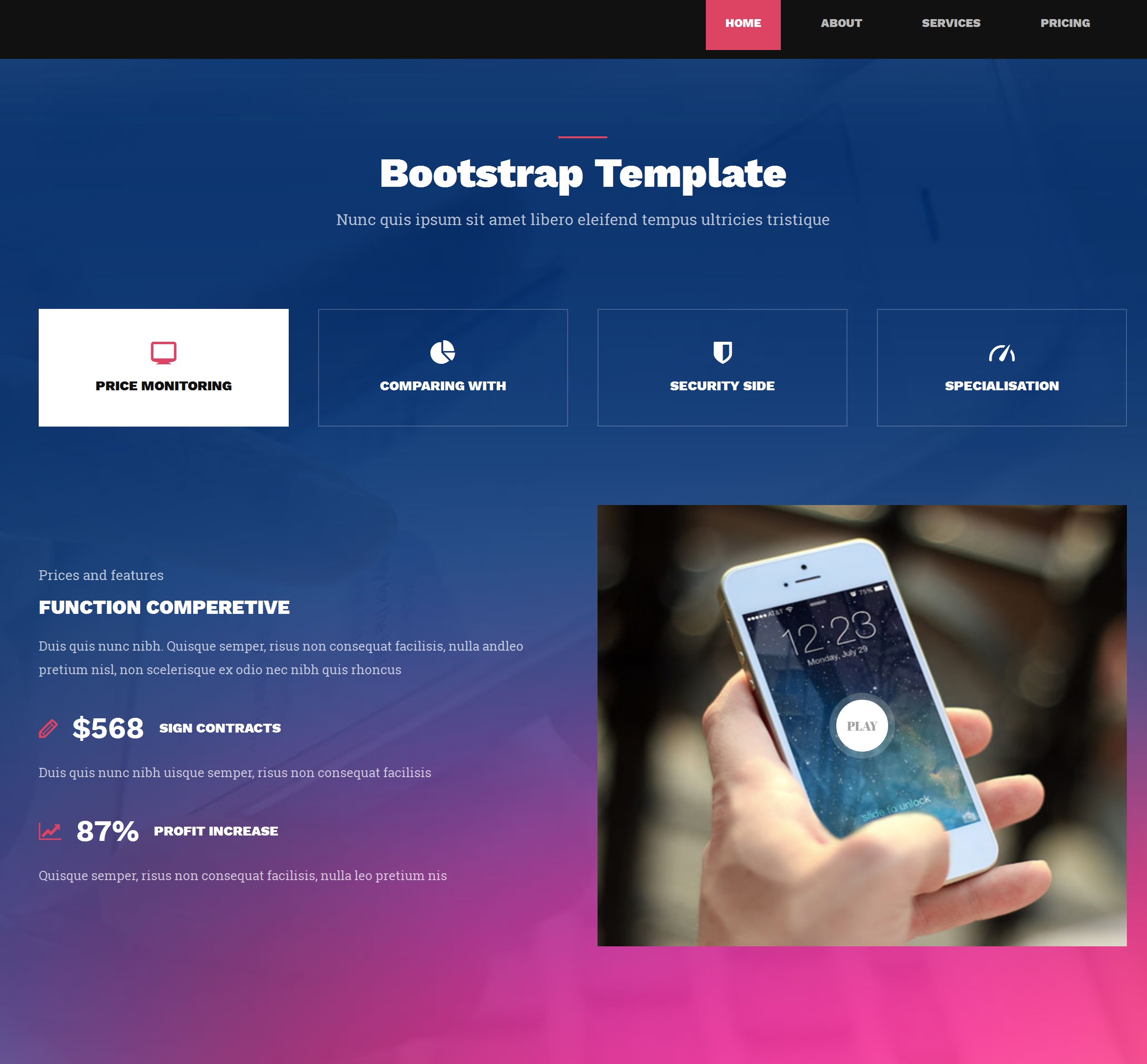 Mobile Bootstrap One Page Theme